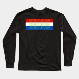 Middelburg City in Netherlands Flag Colors Stripes Long Sleeve T-Shirt